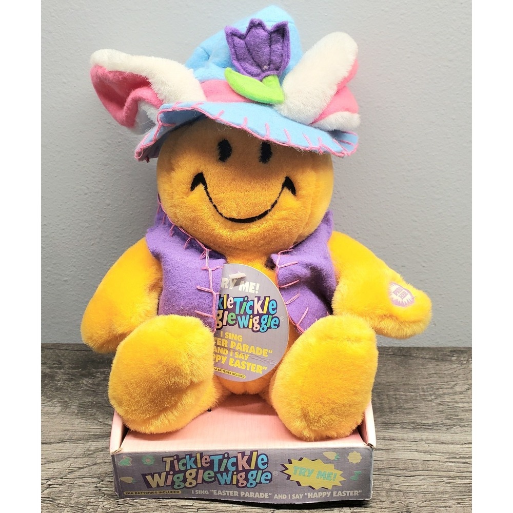 Vintage Tickle Tickle Wiggle Wiggle Giggle Orange Easter Parade Bunny Plush NIB